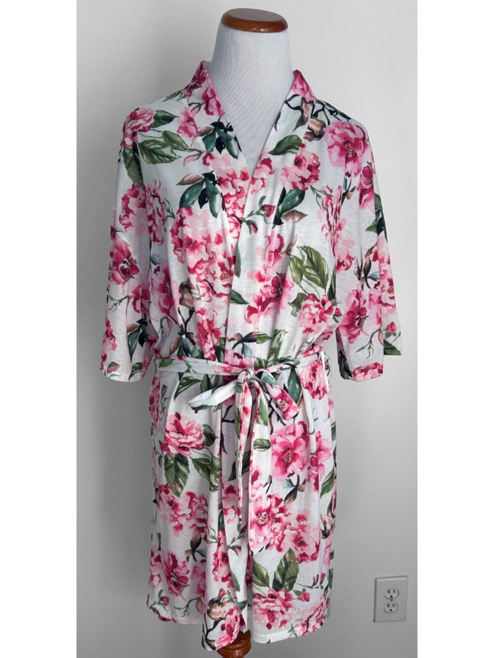 Show Me Your Mumu Garden of Blooms Brie Pink Floral Robe w/ Tie Belt, One Size